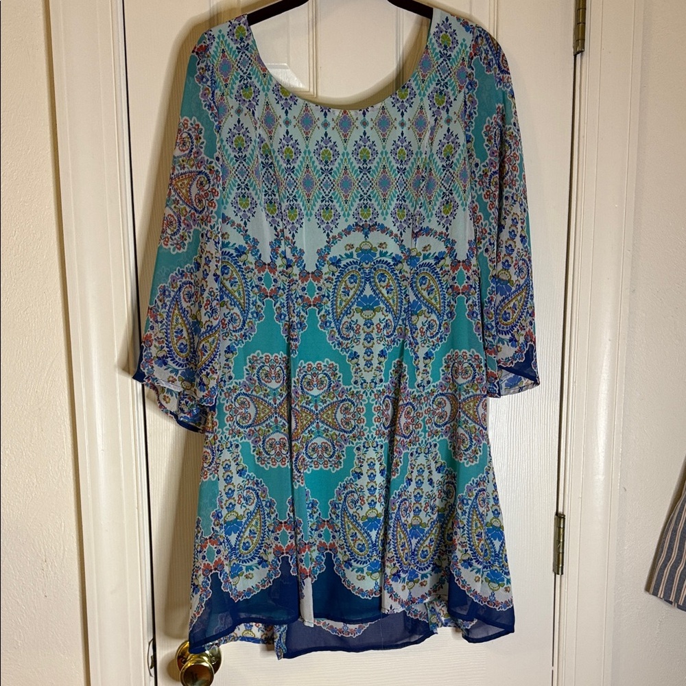 As U Wish Teal and Blue Paisley Tunic